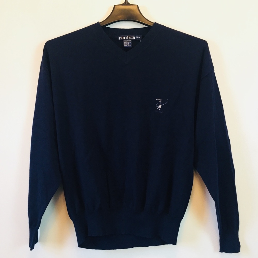 Nautica Golf Sweater Knit Cotton Navy Blue NEW NWT